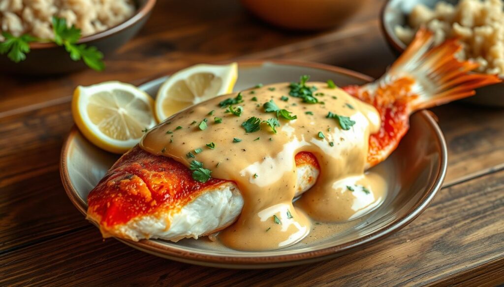 red snapper with creamy creole sauce